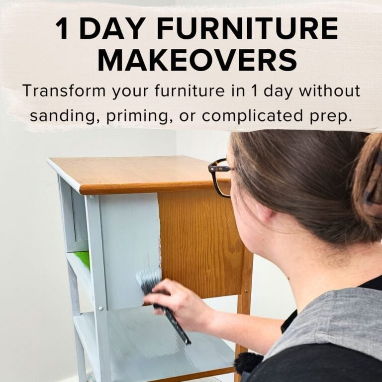 Painting end table blue with a brush